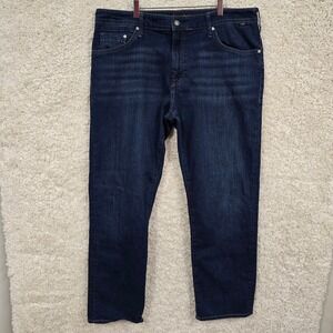Mavi Matt Jeans Mens 38x34 (fits 38x32) Dark Wash Relaxed Straight Leg Stretch